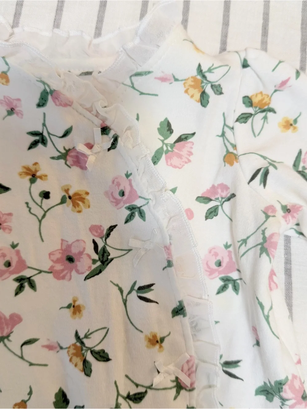 Little Me White Pajama Set with Pink Floral‎ Print